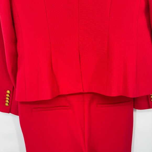 A.L.C. Womens Red Suit crest buttons Blazer jacket slit Pants Size 12 - Picture 13 of 15